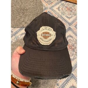 American Needle Harley-Davidson Hat Black Distressed Biker Cap Adjustable Strap